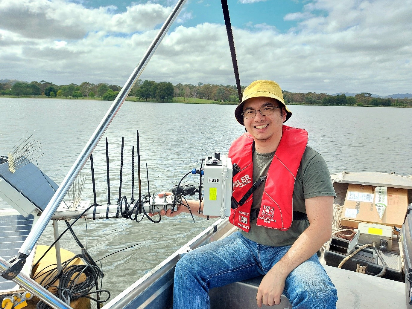 Duy Nguyen installing HydraSpectra sensor